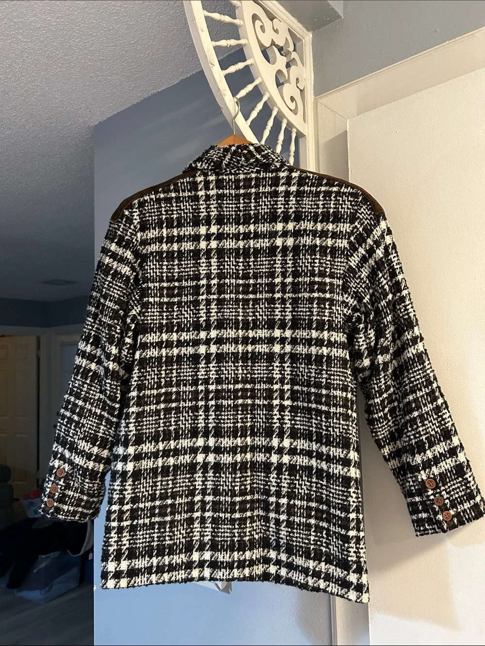 Vintage Margaret Godfrey Bagatelle Black Brown White Tweed Blazer Size 10